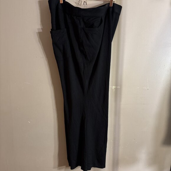 Lane Bryant Wide Leg Trousers Black Stretch Elastic Waist Pockets Sz 30/32 - Picture 1 of 9